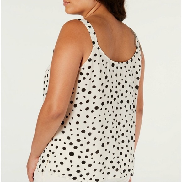 Bar III plus women’s polka dot camisole / tank eyelash lace neckline wht blk 1X - Picture 11 of 12